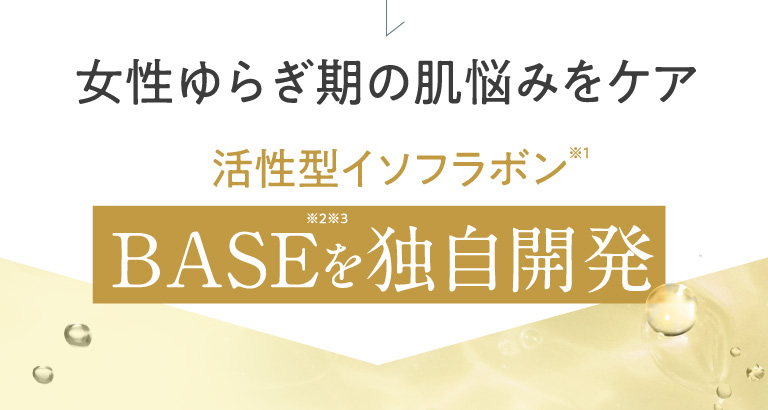 女性ゆらぎ期の肌悩みをケア 活性型イソフラボン 1BASEを独自開発